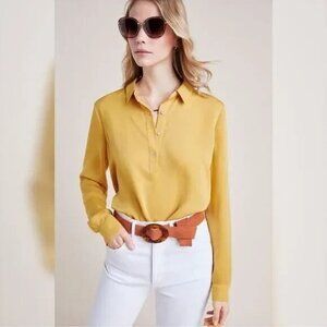 Anthropologie Dolan M Mustard Gold Steinbeck Tunic Long Sleeve Collared
